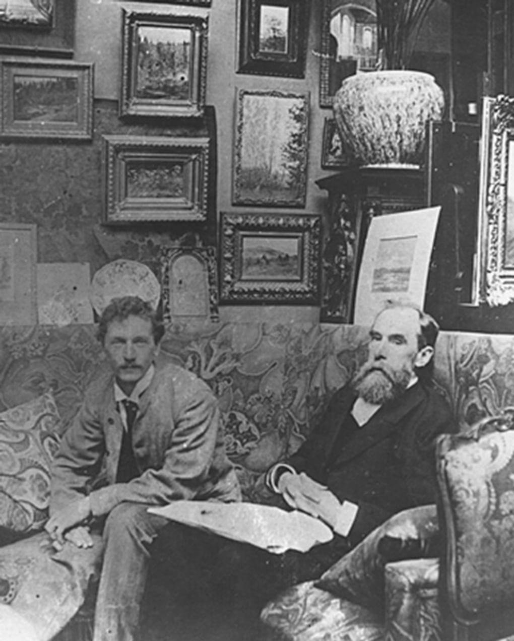 Николай Гриценко и Павел Третьяков. 1890-е годы. Фотография: <a href="https://commons.wikimedia.org/wiki/File:Nikolay_gritsenko_%26_pavel_tretyakov.jpg#filelinks" target="_blank">Wikimedia Commons</a> / <a href="https://creativecommons.org/publicdomain/mark/1.0/deed.ru" target="_blank">Public Domain</a>