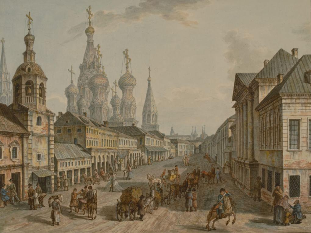 Федор Алексеев и ученики. Вид Москворецкой улицы. 1800-е. Государственный музей архитектуры имени А.В. Щусева, Москва