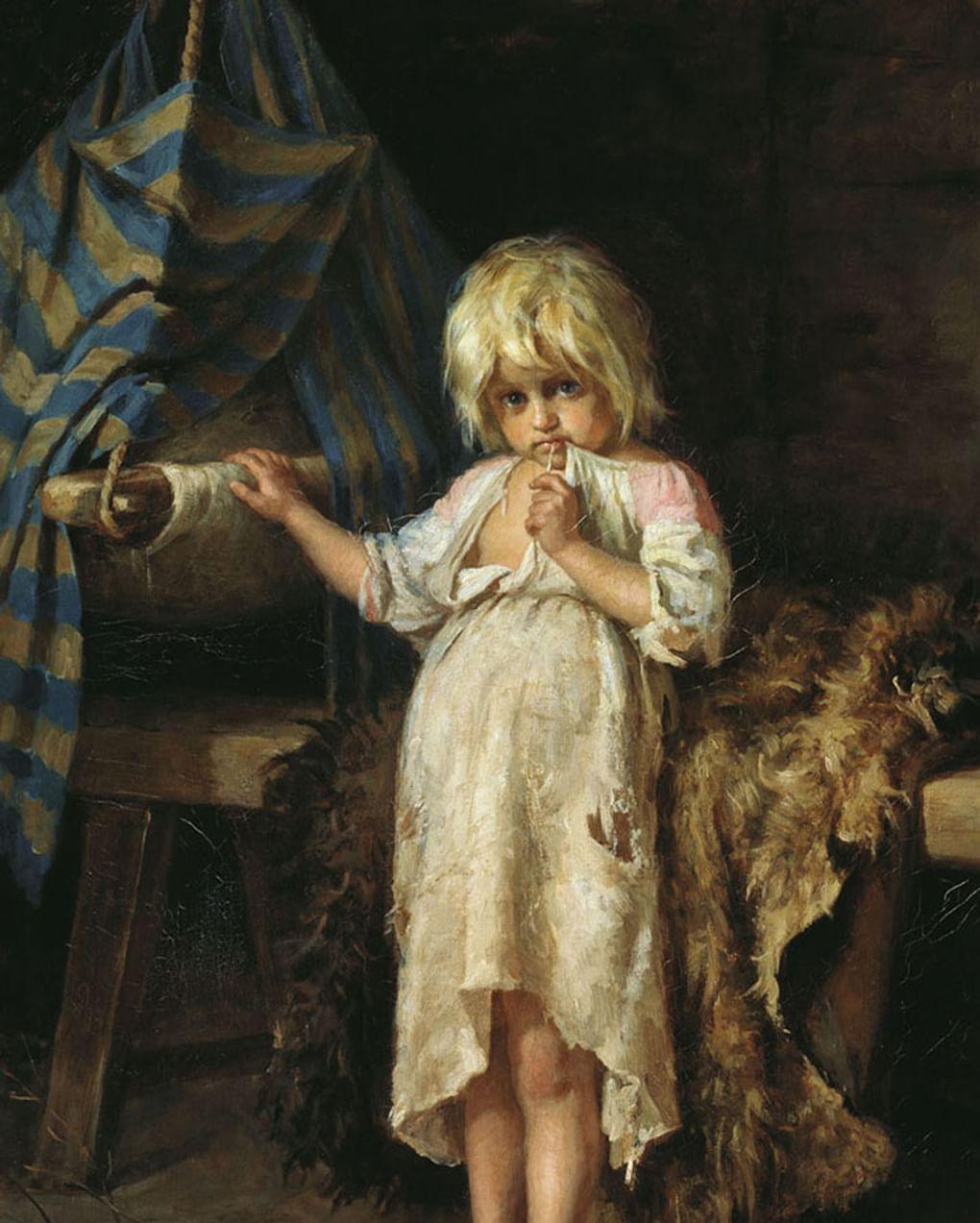 Харитон Платонов. Маленькая няня (фрагмент). 1880. Государственный Русский музей, Санкт-Петербург