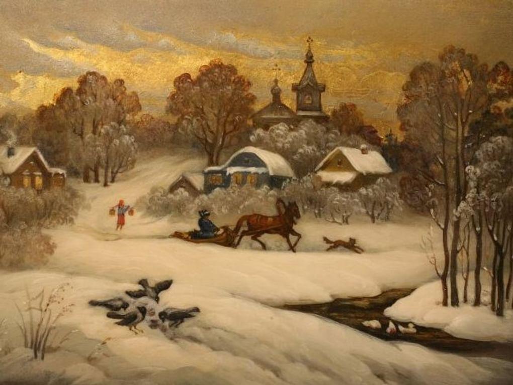 Лидия Строганова. Шкатулка «Зима. Федоскино». 1984. Всероссийский музей декоративно-прикладного и народного искусства, Москва