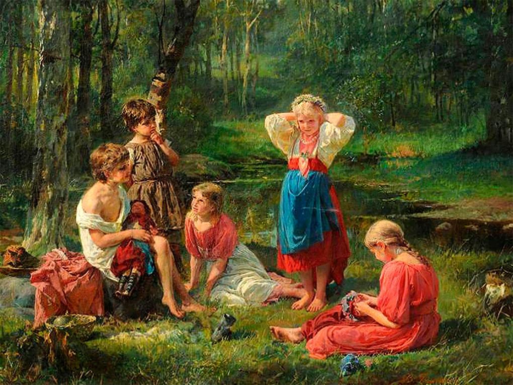 Василий Голынский. Дети в лесу (фрагмент). 1890. Саратовский государственный художественный музей им. А.Н. Радищева, Саратов