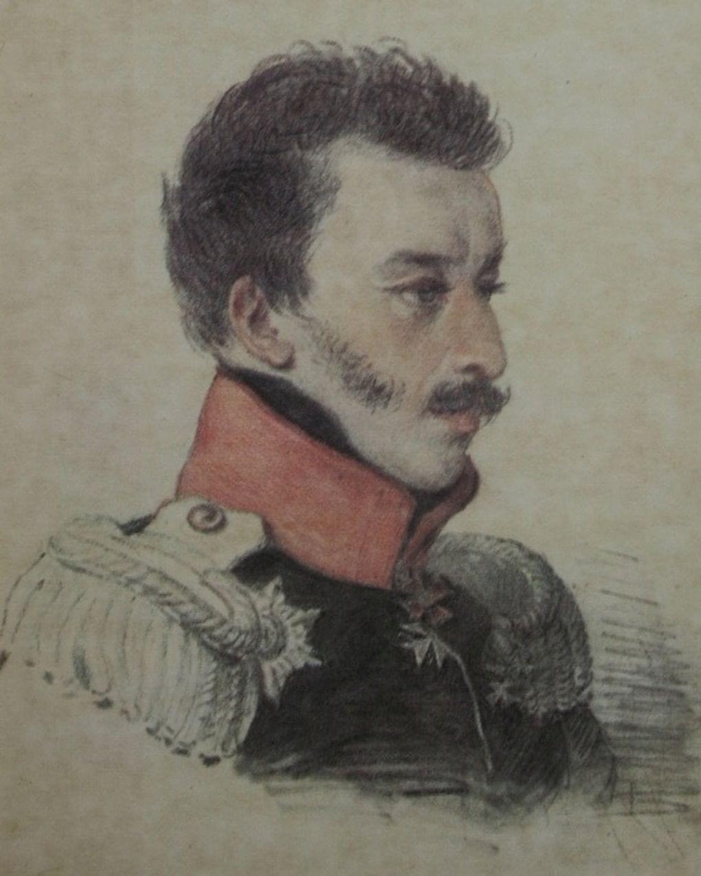 Петр Соколов. Портрет Сергея Волконского (фрагмент). Конец 1816–начало 1817. Государственный музей А.С. Пушкина, Москва