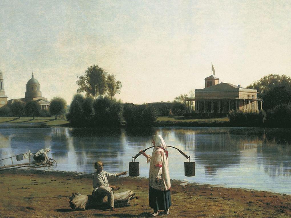 Григорий Сорока. Вид в имении Спасское Тамбовской губернии (фрагмент). 1840. Тверская областная картинная галерея, Тверь