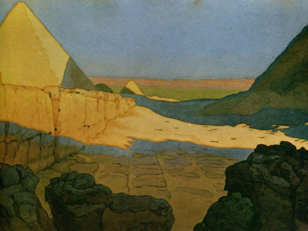 Иван Билибин. Египет. Пирамиды (фрагмент). 1924. Государственный Русский музей, Санкт-Петербург
