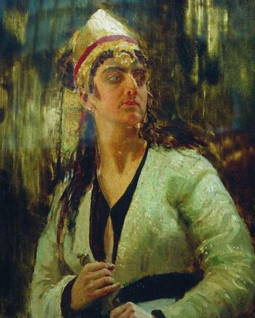 Илья Репин. Женщина с кинжалом (фрагмент). 1870-е. Тульский областной художественный музей, Тула