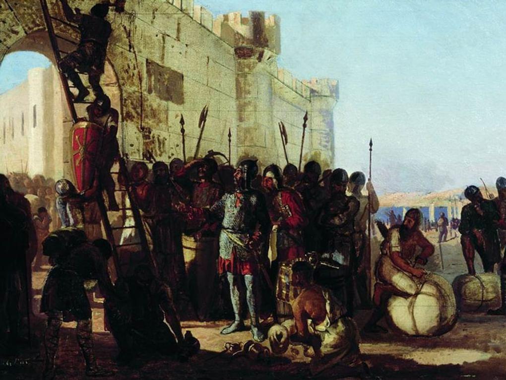 Николай Бодаревский. Князь Олег прибивает щит на врата Царьграда (фрагмент). Последняя четверть XIX века. Чувашский государственный художественный музей, Чебоксары