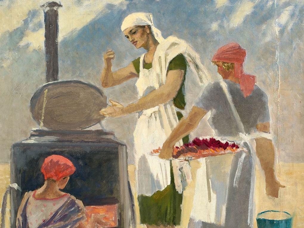 Александр Самохвалов. В полях (фрагмент). 1927. Вологодская областная картинная галерея, Вологда