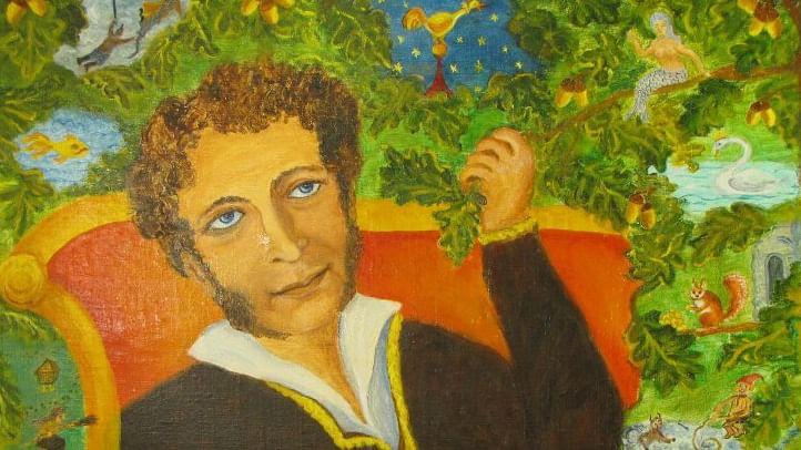 Людмила Усатова. Сказки Пушкина (фрагмент). 1998. Музей русского лубка и наивного искусства, Москва