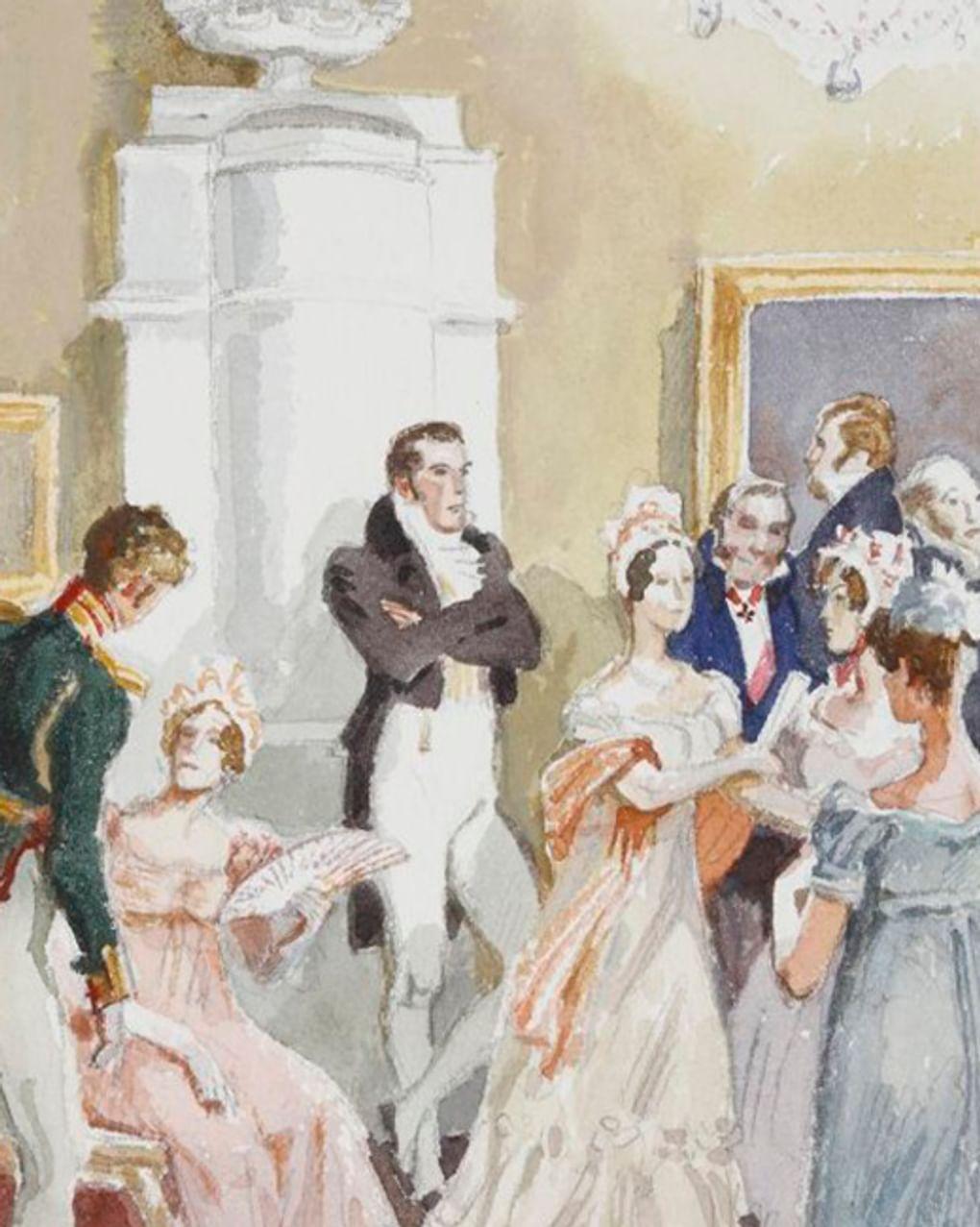 Анатолий Иткин. Онегин на балу. Иллюстрация к роману Александра Пушкина «Евгений Онегин» (фрагмент). 2009. Государственный музей А.С. Пушкина, Москва