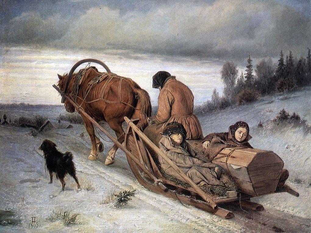 Василий Перов. Проводы покойника. 1865. Государственная Третьяковская галерея, Москва