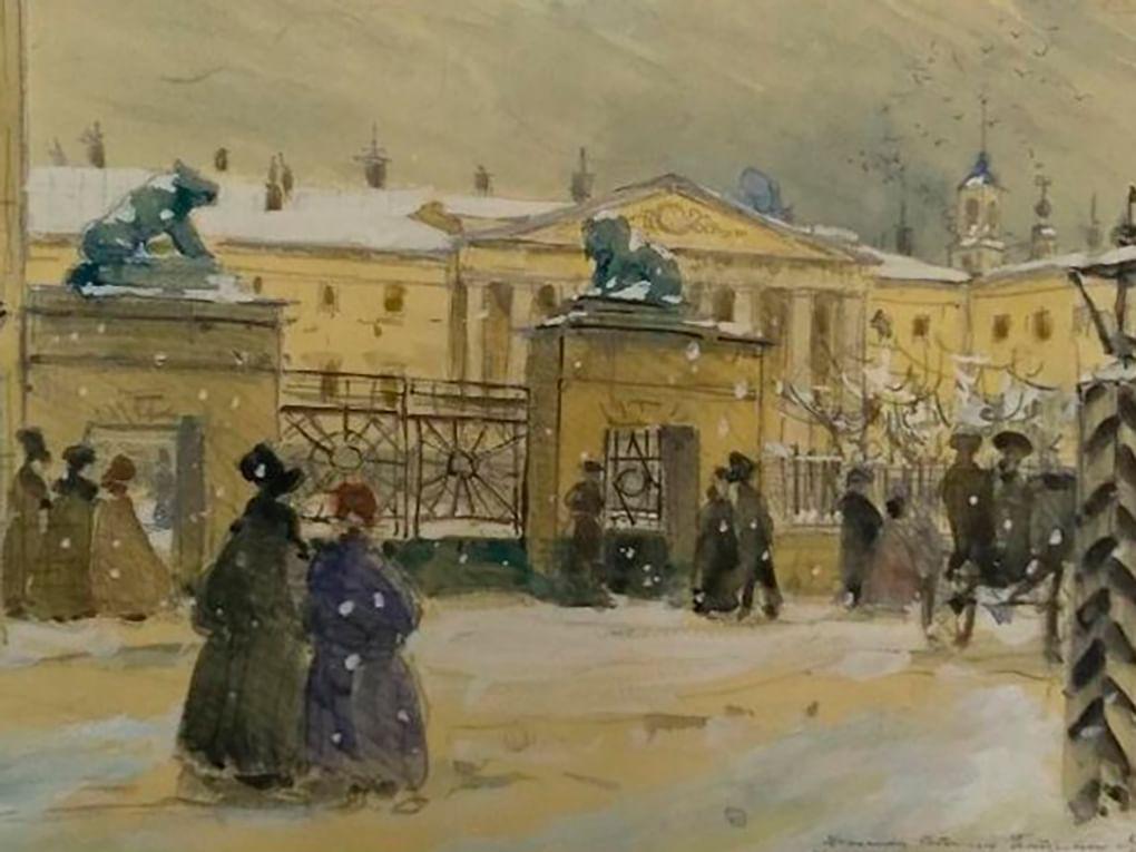 Александр Бенуа. Москва пушкинского времени. Английский клуб (фрагмент). 1915. Государственный музей А.С. Пушкина, Москва