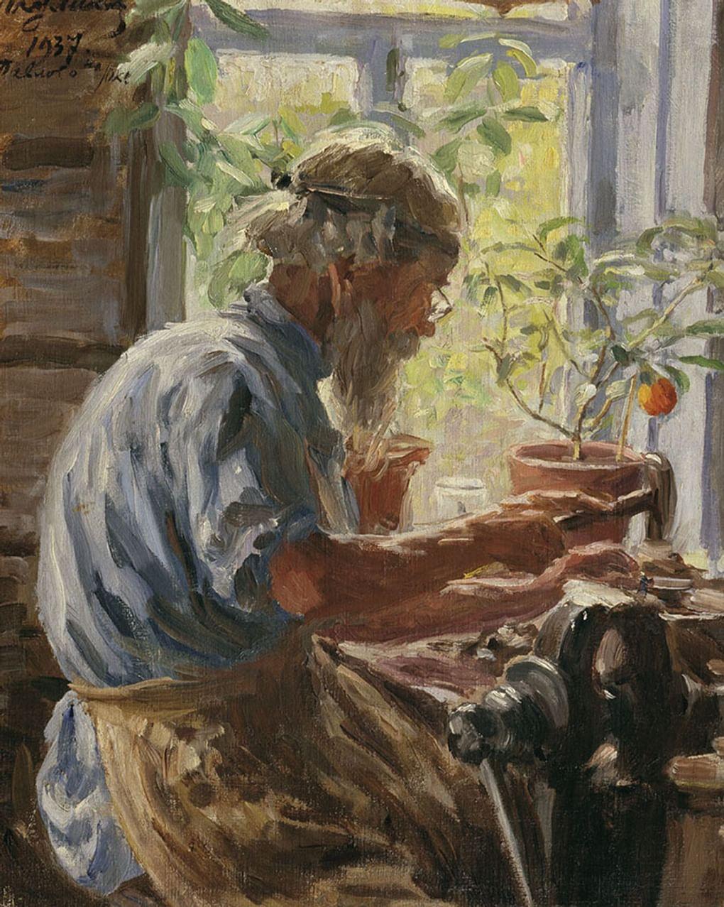 Иван Куликов. Павловский кустарь (фрагмент). 1937. Муромский историко-художественный музей, Муром, Владимирская область