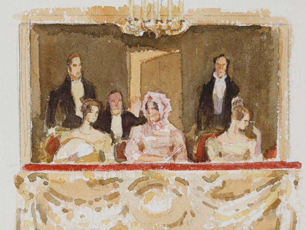 Анатолий Иткин. Татьяна в театральной ложе. Иллюстрация к роману Александра Пушкина «Евгений Онегин» (фрагмент). 2009. Государственный музей А.С. Пушкина, Москва