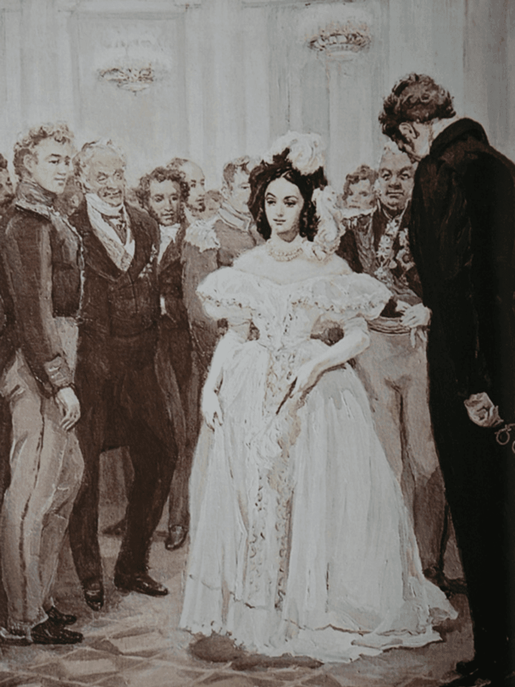 Лидия Тимошенко. «Ужель та самая Татьяна?» 1950–1955. Изображение: <a href="https://lidiya-timoshenko.art/onegin_obzor_izdaniy#rec594071523" target="_blank">lidiya-timoshenko.art</a>