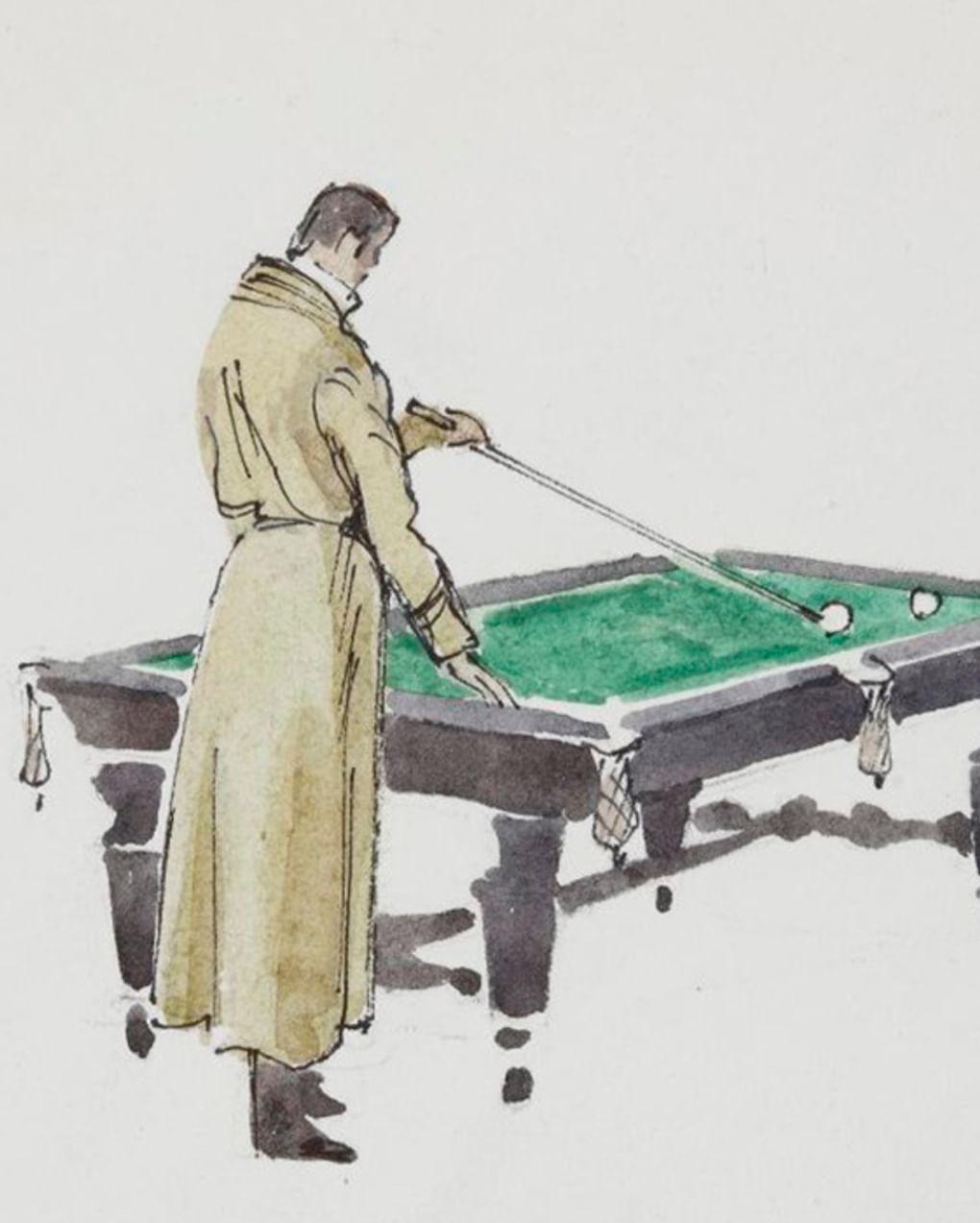 Анатолий Иткин. «Он на бильярде в два шара играет...» Иллюстрация к роману Александра Пушкина «Евгений Онегин» (фрагмент). 2009. Государственный музей А.С. Пушкина, Москва