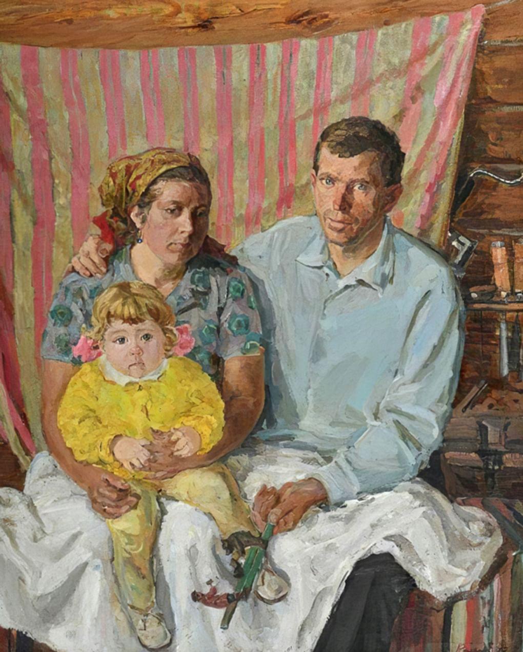 Виктор Киселёв. Семья Алёшиных (фрагмент). 1972. Краснодарский краевой художественный музей им. Ф.А. Коваленко, Краснодар