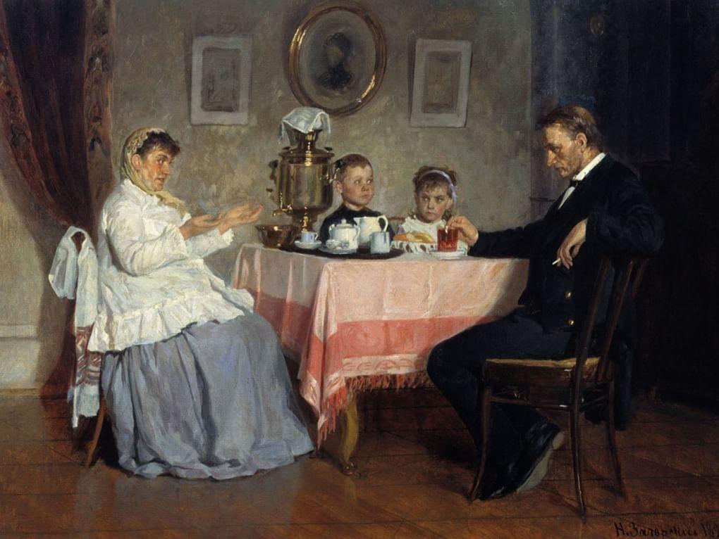 Николай Загорский. Чаепитие (фрагмент). 1890. Бурятский республиканский художественный музей им. Ц.С. Сампилова, Улан-Удэ