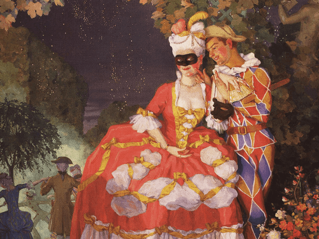 Константин Сомов. Арлекин и дама (фрагмент). 1921. Государственный Русский музей, Санкт-Петербург