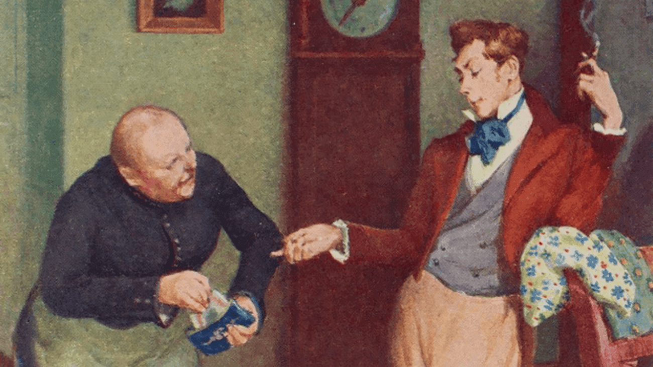 Александр Константиновский. Хлестаков и Земляника (фрагмент). Иллюстрация к комедии Николая Гоголя «Ревизор». 1951. Государственный музей истории российской литературы имени В.И. Даля (Государственный литературный музей), Москва