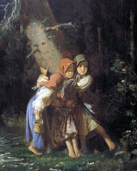 А. И. Корзухин, 1877 год. Крестьянские девочки в лесу